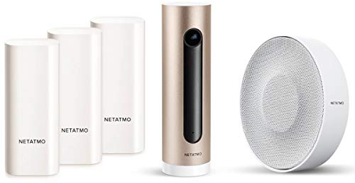 Netatmo Smarte Innen-Alarmsirene inklusive Netatmo Welcome Innenkamera Raumüberwachung und Fensterkontakt | 110 dB Alarm, Kamera mit Gesichtserkennung, Alarmanlage Einbruchschutz
