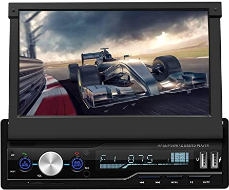 Garsent 2DIN Autoradio mit Bildschirm ausfahrbar, 7 Zoll Auto Multimedia MP5 Player unterstützt USB/AUX/TF, Bluetooth Freisprecheinrichtung, Lenkradfernbedienung