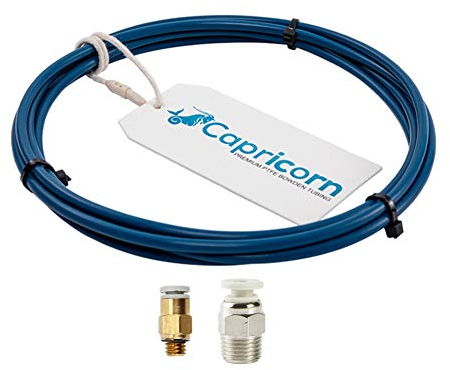 Creality 3D Capricorn Bowden PTFE-Schlauch XS Serie 1,2 M Teflonschlauch mit 1 Stück PC4-M6 Schnellmontage und 1 Stück PC4-M10 Gerade pneumatische Armatur Push-to-Connect für 3D-Drucker