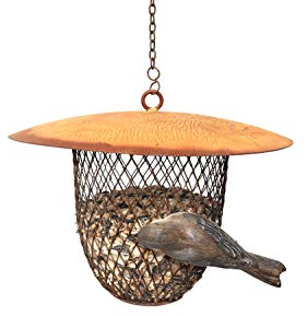 Hirsch Terracotta Vogelfutterspender aus Metall in Naturrost für Vögel, zum Hängen, Futterspender, Futterstation für Wildvögel zum Füttern