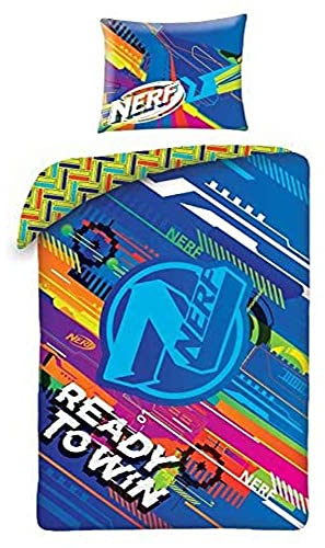 Halantex NERF Kinder Bettwäsche-Set Baumwolle, Bettbezug 140 x 200 cm + Kissenbezug 70x90 cm