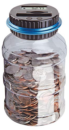 Taylor & Brown Money Box Digital Coin Jar Saving with 1.8L Large Capacity UK Coin Counter Gift for Kids Adults Automatic Counting LCD Display Transparent