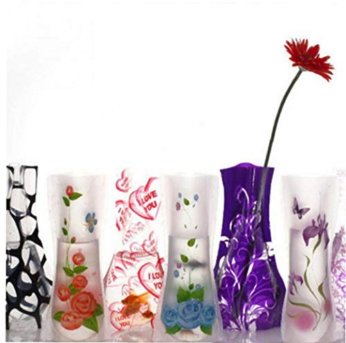 3pcs Haushalt Kunststoff Tragbare Umweltfreundliche Blumen-Nette Faltbare Vase Hochzeit Bürodekoration PVC Blumenvase Zufällige Farbe