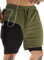 JWJ Herren 2-in-1 Workout Laufshorts 7 Zoll Leichte Athletic Gym Shorts mit Kompressionsfutter, Grün (Army Green), Groß