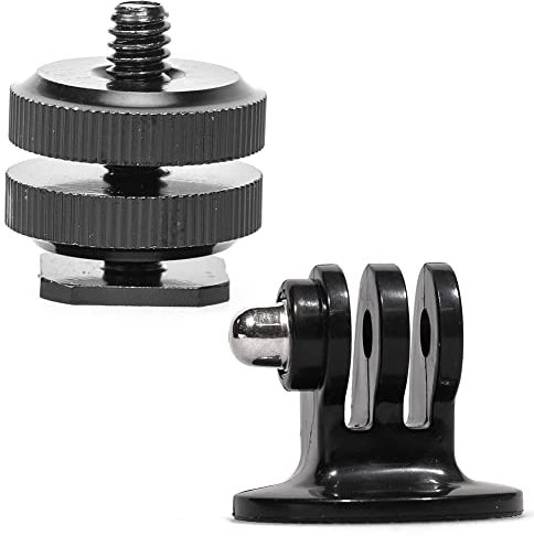 1/4 Double Screw Flash Light Stand Hot Shoe and Camera Mount Adapter Compatible with DSLR Camera Gopro etc