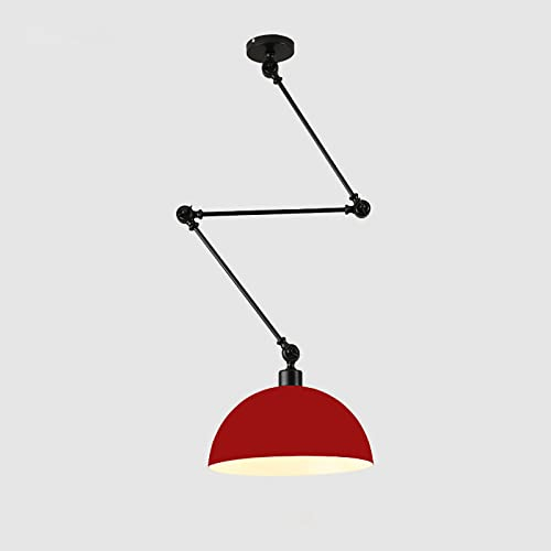 YNDD Pendelleuchte, Hängeleuchte mit Ausziehbar Langarm Retro Metall Hängelampe Vintage Pendellampe E27 Hängeleuchte Industrial für Kitchen Island (Red)