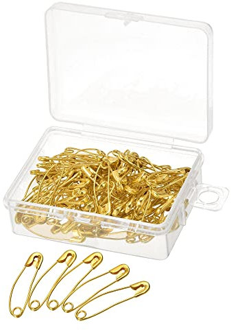 sourcing map 200 Stück Sicherheitsnadeln 28mm/1.1 Zoll Gebogene Metall Nähnadeln Quilten Stricken Biegen für Decken Basteln Broschenherstellung Goldton