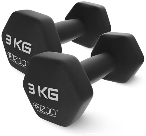 4FIZJO Hantelset CLASSIC, Gusseisenhanteln mit Neoprenbeschichtung, Kurzhanteln, Gewichte, Dumbbell frauen, Angenehm anzufassen, Aerobic-, Ausdauer- und Rehabilitationstraining