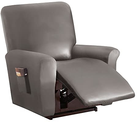 Highdi Stretchhusse für Relaxsessel Komplett Sesselschoner, Stretch Relaxsessel Bezüge 1 Stück - Einfarbig PU-Ledergewebe Elastisch Sesselbezug für Fernsehsessel Liege Sessel (Taupe)