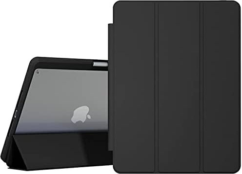 Smart Case for iPad 9.7 Air 1 1st Gen (2013), iPad Air 2 2nd Gen (2014), iPad 5th Gen (2017) iPad 6th Gen (2018) With Auto Sleep/Wake, Shockproof Transparent Back Shell Tablet Cover (Black)