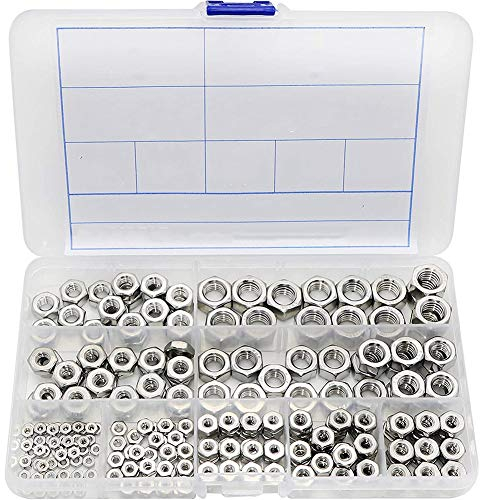 Bntaomle Edelstahlmuttern 2-56 3/8 Zoll-16 UNC Sechskantmuttern Sortiment Kit für Schrauben Bolzen - 280 Stück