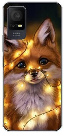 KARTXITAI Cover Compatibile con TCL 408 Custodia Trasparente Slim in Silicone TPU con Assorbimento degli Urti e Anti-Graffio-volpe rossa