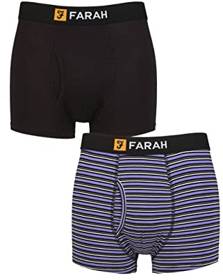 Farah Mens Classic Striped and Plain Bamboo Keyhole Trunks Pack of 2