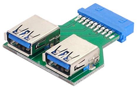 CY Adaptador doble USB 3.0 tipo A hembra a placa base de 20/19 pines PCBA
