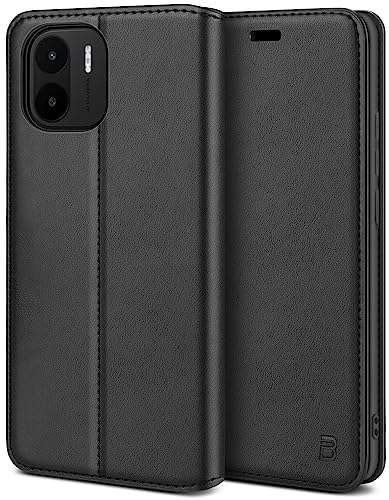 BEZ Handyhülle für Xiaomi Redmi A2 Hülle, Premium Tasche Kompatibel für Redmi A2 / Xiaomi Redmi A1, Tasche Case Schutzhüllen aus Klappetui mit Kreditkartenhaltern, Ständer, Magnetverschluss, Schwarz