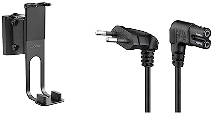 LogiLink BP0119 - Lautsprecher-Wandhalterung für SONOS ONE & Goobay 56587 Euro Anschlusskabel beidseitig abgewinkelt; 0,3 m, Schwarz Eurostecker (Typ C, CEE 7/16) > Gerätebuchse C7