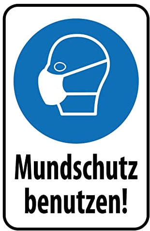 Holzschild 30x40cm Mundschutz benutzen Sicherheit Hinweis