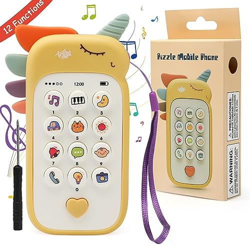 JoyJoyful Jouet Cadeau Enfant Bebe 1 an, Telephone Portable pour Enfant Fille Garcon, Jeux Educatif Cadeau Fille 1 an, Jouets Musicaux Bebe 6 8 9 10 Mois, Jouets d'apprentissage Précoce Einstein