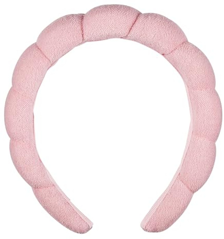 Conair Spa Makeup and Face Washing Headband, Pink Bubble Design, 1 Count, Ultra-Absorbent Microfiber Headband for Washing Face, Soft Terry Cloth, No-Squeeze, No-Pull Band Gentle on Hair and Head