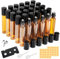 DKBT 30 Stk Roll on Flasche Leer 10ml Roll on Glasflaschen für Ätherisches Öl Braun Rollon Flaschen für Öle mit Edelstahl-Roller Ball Ätherische Öle Roll on für Ätherische Öle,Lotionen,Parfüm,Massage