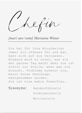 Poster DEFINITION personalisiert mit Namen als Geschenk (Chefin, DIN A3)