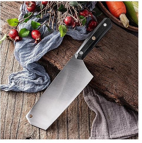 LIUJOU Couperet à viande couteau de cuisine en acier inoxydable, couperet à viande professionnel, lame robuste, outil de cuisine à domicile et de Restaurant