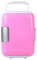 BOOAMZ 4L mini fridge/portable car/home small refrigerator, Travel electric cooler warmer, hot and cold dual-use freezer, Blue/pink 12V/220V (Pink 12V/220V)