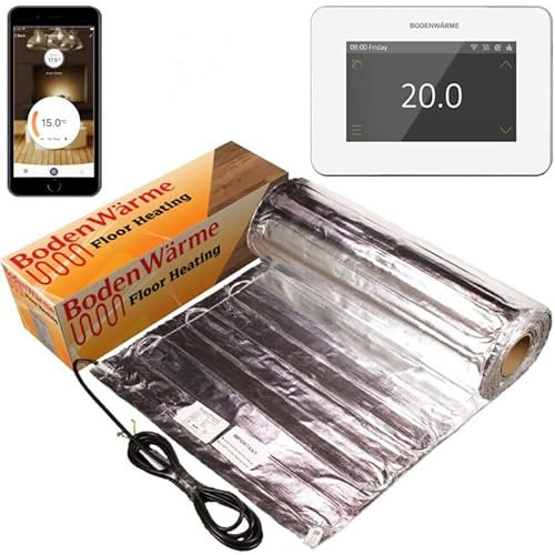 Electric Under Laminate/Wood Foil Underfloor Heating Mat Kit (Including iStat Thermostat - Wifi Enabled) (White, 6m²)