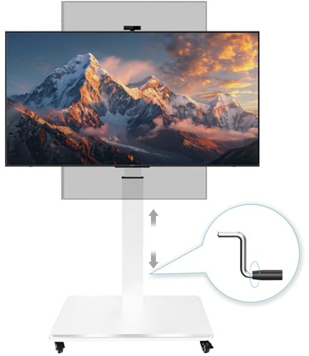 Hovadova Rolling TV Stand for 42-75 TVs, Hand Crank Lift and 90° Rotation | Freely Adjustable Height TV Cart, Portable TV Stand with Wheel, 110 lbs, cable management, Max VESA 600x500mm