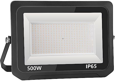 500W LED Strahler Außen, IP65 Wasserdicht Außenstrahler LED Fluter 30000LM Scheinwerfer Flutlicht, Aussenstrahler für Hinterhof, Garten, Werkstatt, Hof, Auffahrt, Türen, Garage, Flur(Warmweiß, X1)