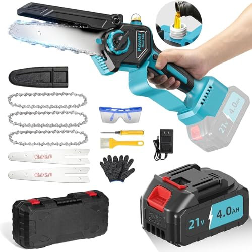 Chainsaw, Mini Chainsaw 6 Inch Compatible with Makita 18V Batteries, 4000mAh 1000W Brushless ElectricChainsaw, Mini Chain Saw Cordless,Auto Lubricator Cordlesschainsaw Chain Saw for Cutting Wood Tree
