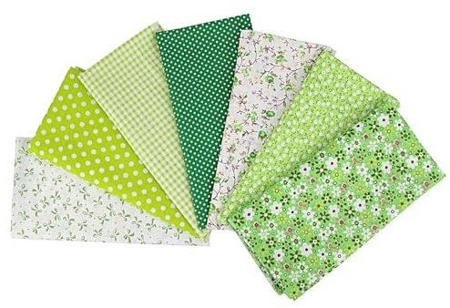 7 Stück Stoffpakete Patchwork, 50 x 50cm Stoff zum Nähen, Furoshiki Patchin, Baumwollstoff Meterware Stoffpaket, zum Nähen Quilten, DIY Handgefertigte, Baumwollgewebe Verschiedene Designs (Grün)