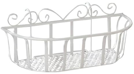 LISHAOHU Große Blumenampel Zaun-Hängekörbe Große Abgerundete Ecken Wasserdicht Und Rostfrei Stabiler Und Solider Rahmen Geeignet Für Balkon Veranda Brüstung(White,80 * 19 * 18cm)