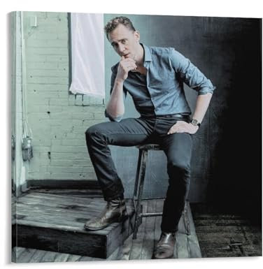 RENKEHUO Tom Hiddleston Schauspieler-Poster (45) Gemälde auf Leinwand, Wandkunst, Poster, Rollbild, Wanddekoration, Heimposter, 30 x 30 cm