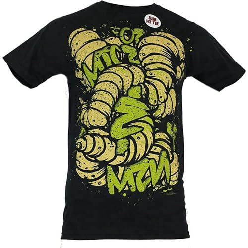 of Mice and Men Mens Mens T Shirt 100% Cotton - Distressed Wormy Band Logo Black XXL