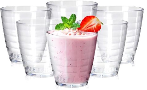 DIBALIYI 6 Pcs Reusable Clear Plastic Cups, 10.5oz Acrylic Tumbler Glasses, Stackable Unbreakable Cocktail Glasses for Home,300ml Drinking Cup for Kitchen Party Picnic Juice (300ml/10.5oz)