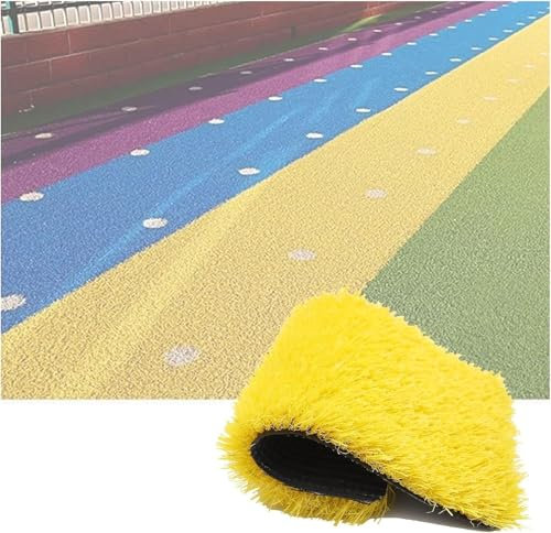 Kunstrasen für Garten und Haustiere, zuschneidbar, Kunstrasen für Spielplätze, dekorativer Rasenteppich, Gelb (60 x 200 cm)