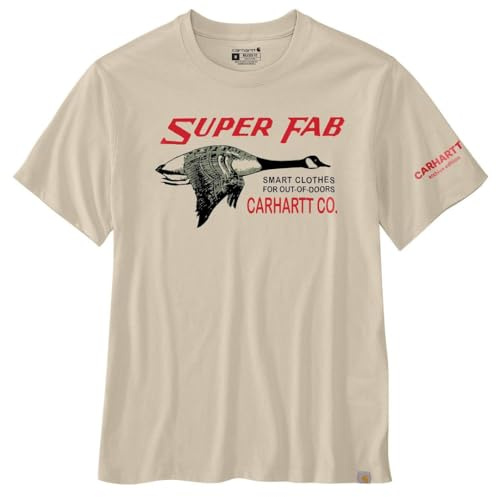 Carhartt Relaxed Fit Lightweight Short-Sleeve FAB Graphic T-Shirt Oat Milk (UK, Alpha, L, Regular, Regular)