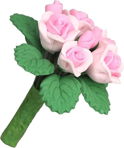 Wentoenapp Mini roses artificielles roses à l'échelle 1:12 pour maison de poupée, petites fleurs artificielles en résine pour travaux manuels, petites fleurs pour travaux manuels, mini fleurs pour