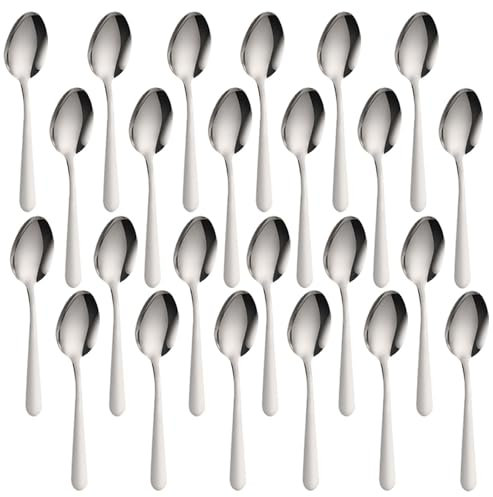 FUZVOL 24-Piece 6.7-Inch Stainless Steel Spoons Set, Modern Design, Dishwasher Safe