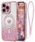 LAPOPNUT for iPhone 13 Pro Max Magnetic Case [Compatible with MagSafe][Glitter Card & Wrist Strap],Girls Women Bling Sparkle Rhinestone Diamond Raised Lens Protection Cover for iPhone 13 Pro Max,Pink