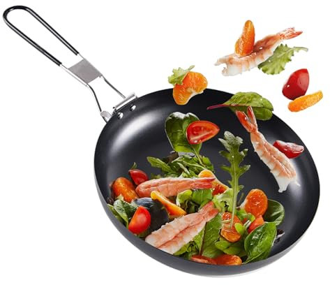 Camping Cookware Skillet - Foldable Outdoor Frying Pan, Compact Iron | Lightweight Non Stick Round Pan, Gass Stove Cooking Portable Fire Ready Kitchen Tool for Hiking Picnic And Adventure Meals