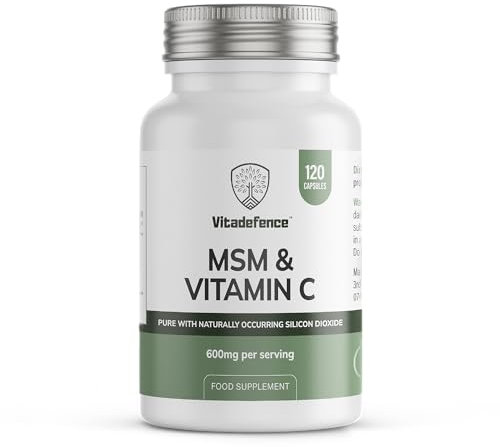 MSM & Vitamin C 600mg – Joint Support & Collagen Booster – 120 Vegan Capsules – UK Made – Vitadefence®