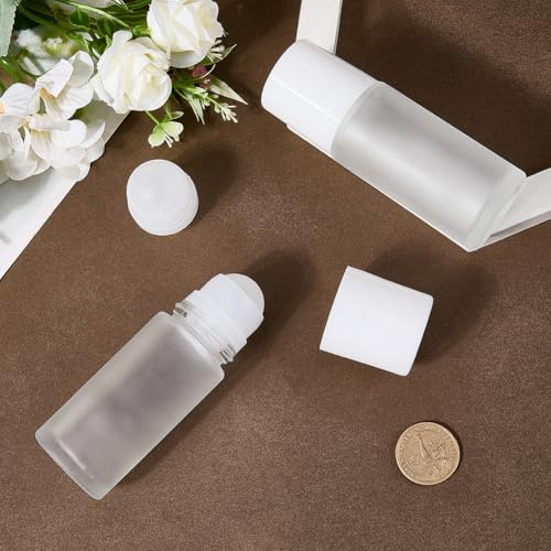 GORGECRAFT 50ml Flacon Roll on Vide 2pcs flacon Roller en Verre Dépoli pour Huiles Essentielles Flacon Déodorant Vide Contenant Anti Fuite Rechargeable Échantillons de Voyage Cosmétiques Parfums