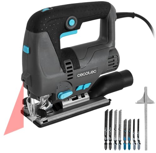 Cecotec Stichsäge MultiCut 8000 Vision. 800 W, Pendelhub, Laser, LED, Aluminium-Fußplatte, werkzeugloser Blattwechsel, einstellbare Geschwindigkeit, 8 Sägeblätter, Parallelanschlag, Staubabsaugung