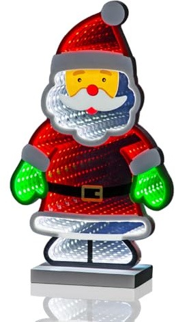 The Christmas Workshop Standing Santa Claus Infinity Light/Double-Sided Multi-Coloured Christmas Light / 1.8 Metre USB Cable / 28cm Height (74289)