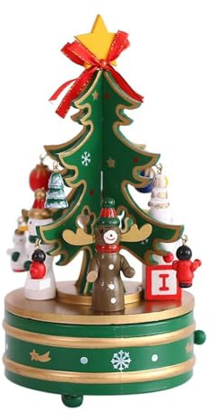EIMZU Weihnachtsbaum-spieluhr aus Holz, Spieluhr Weihnachten, Spieluhr aus Holz mit Dekorationszubehör, Spieluhr Weihnachtsdekoration