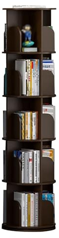 5-lagiges Drehbares Bücherregal Mit Großer Kapazität Bodenstehendes Einfaches Regal Platzsparend Für Das Arbeitszimmer Im Büro(Brown)