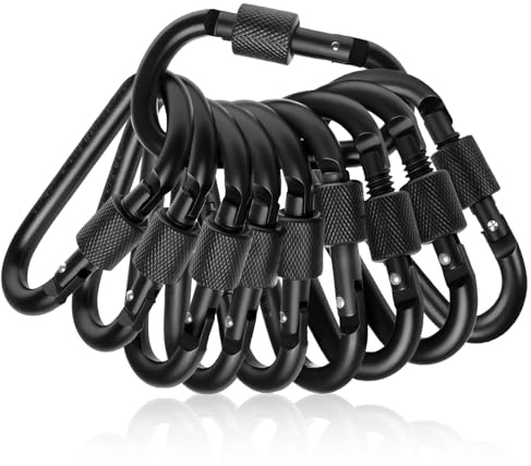 Flintronic 10 Stück Karabiner mit Schraubverschluss, 5mm Diameter Aluminum Rod, Karabinerhaken klein, Mehrzweck-Karabiner Schnellverschluss Typ D Aluminium für Camping, Angeln, Wandern