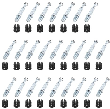 sourcing map 25Pcs Cam Lock Screw, M6x33mm Furniture Connecting Fitting, Cam Bolts Dowels for Splicing Assembly of Table Cabinets